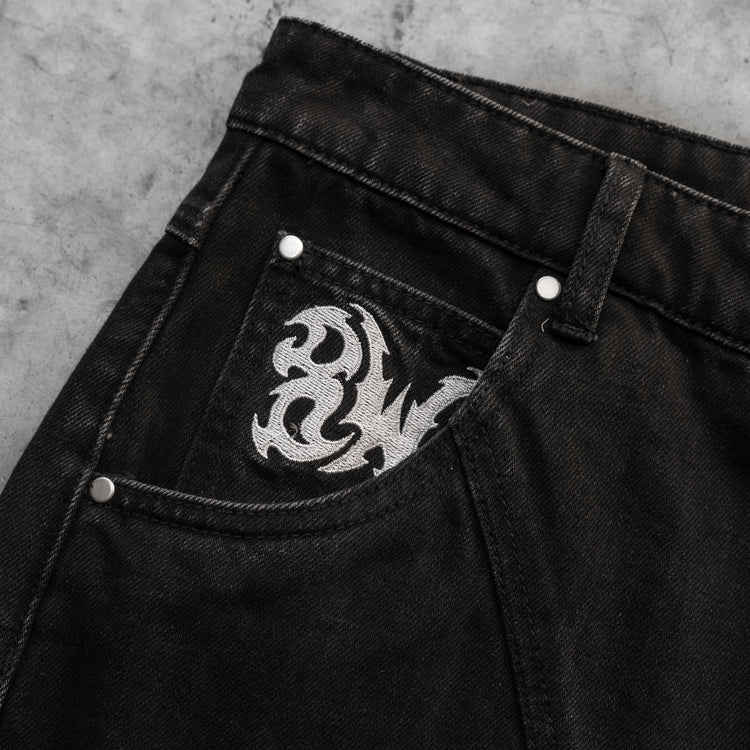 8W PANEL BAGGY JEANS BLACK