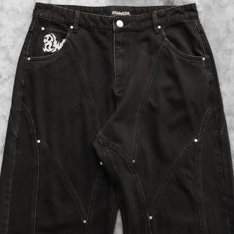 8W PANEL BAGGY JEANS BLACK