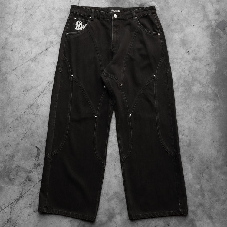 8W PANEL BAGGY JEANS BLACK