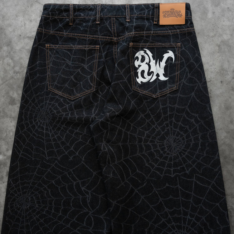 8W BAGGY WEB JEANS BLACK