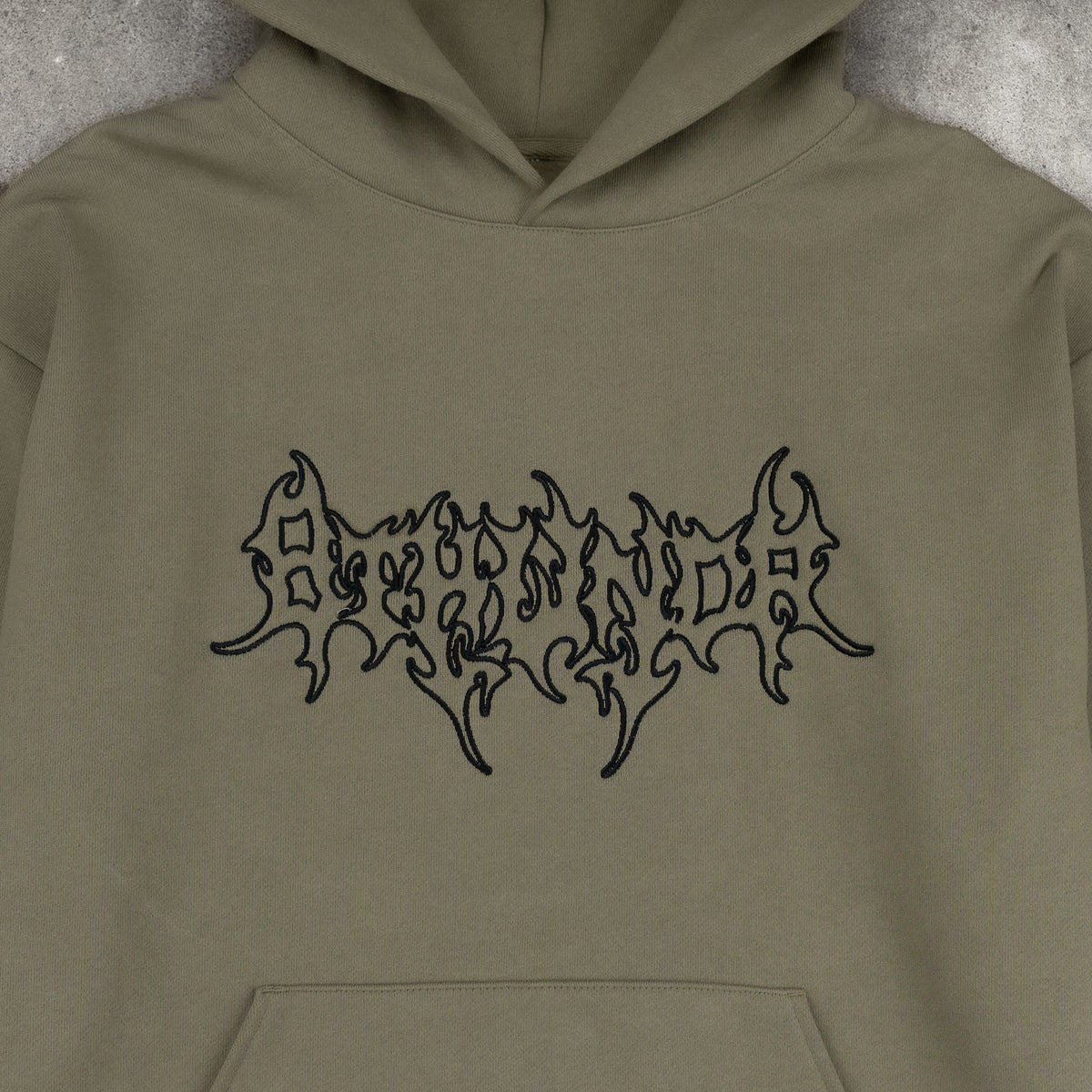 LOGO EMBROIDERED HOODIE OLIVE