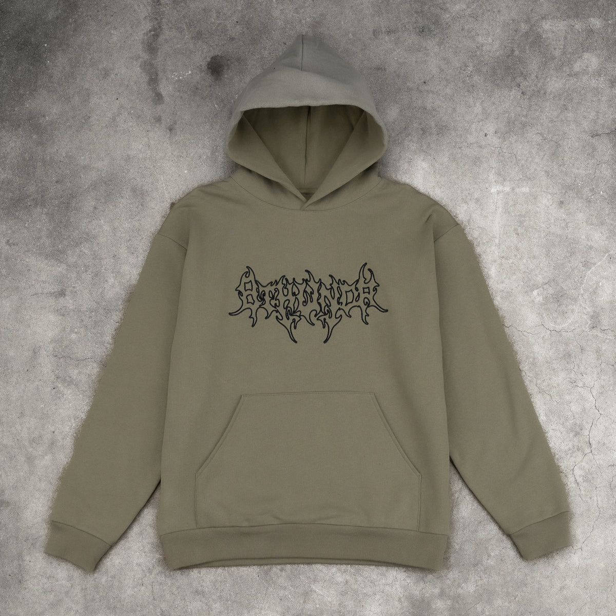 LOGO EMBROIDERED HOODIE OLIVE