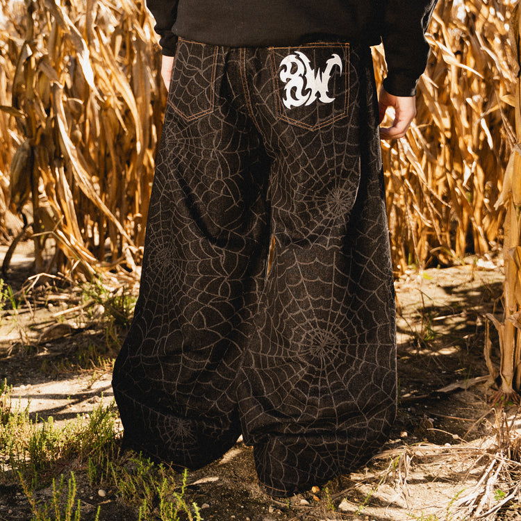 8W BAGGY WEB JEANS BLACK