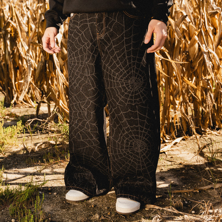 8W BAGGY WEB JEANS BLACK