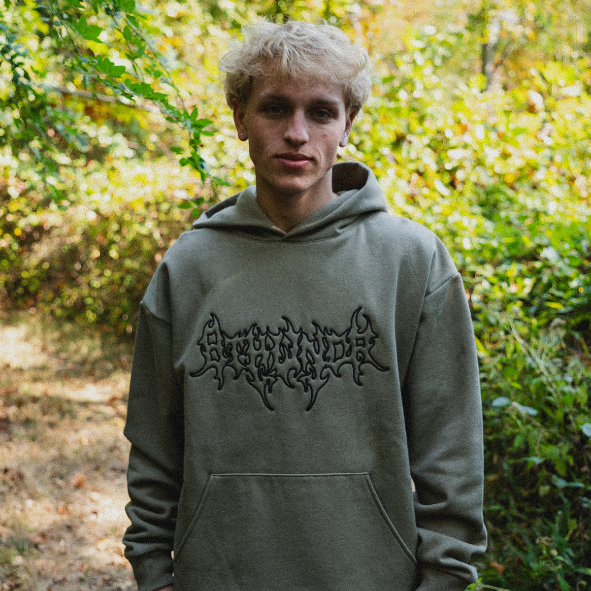 LOGO EMBROIDERED HOODIE OLIVE