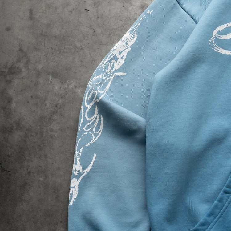 SCRIPT HOODIE WASHED BLUE