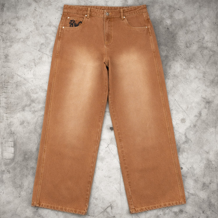 8W TRIBAL BAGGY JEANS BROWN