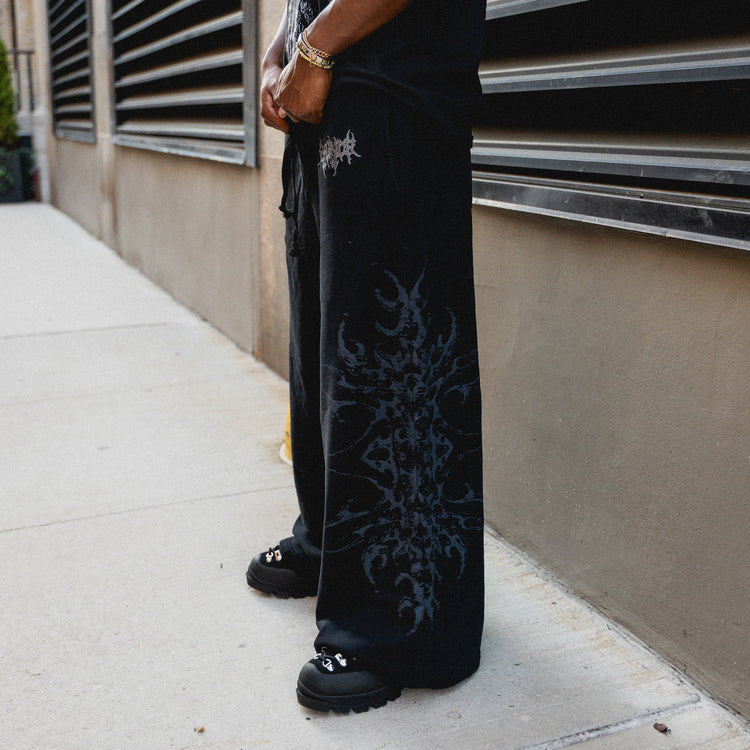 TRIBAL BAGGY SWEATPANTS BLACK