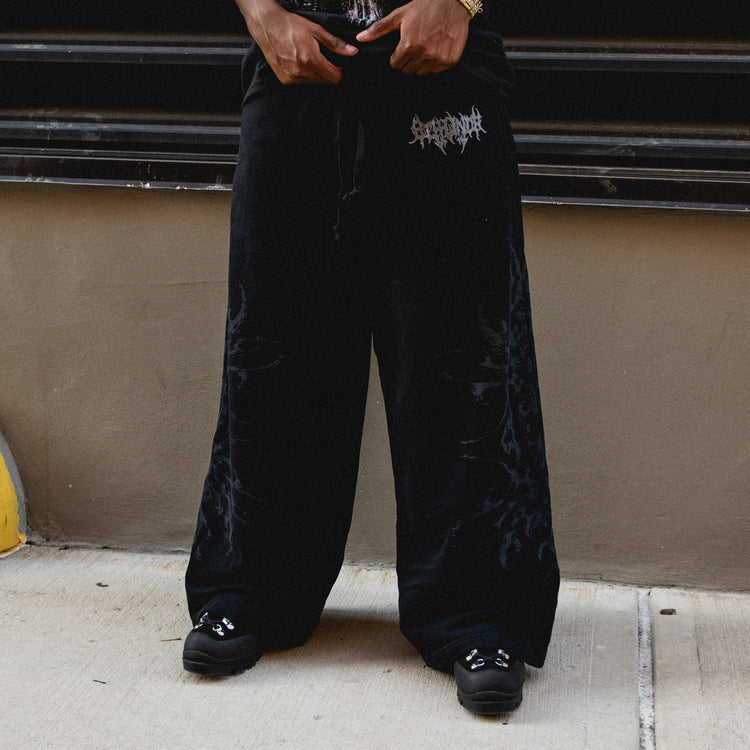 TRIBAL BAGGY SWEATPANTS BLACK