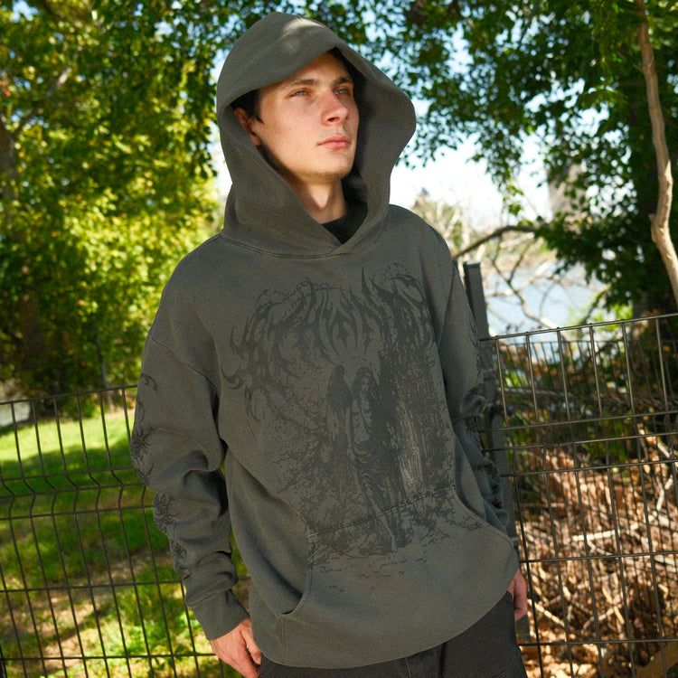 FALLEN ANGEL HOODIE VINTAGE BLACK