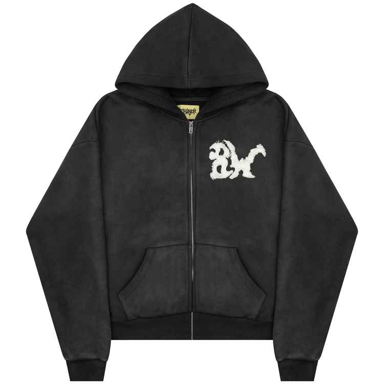 DISTRESSED 8W ZIP UP WASHED BLACK