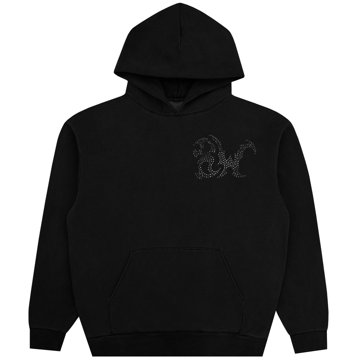 8W RHINESTONE HOODIE BLACK