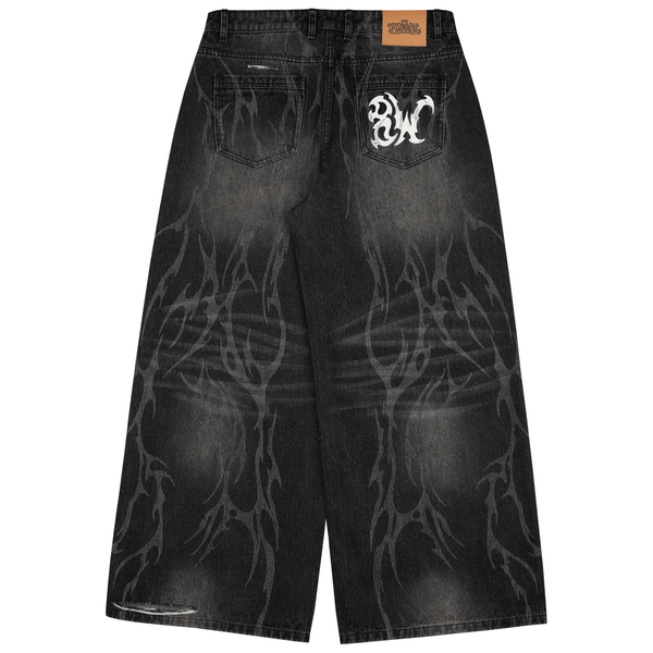 8W TRIBAL DISTRESSED BAGGY JEANS BLACK - Second Image