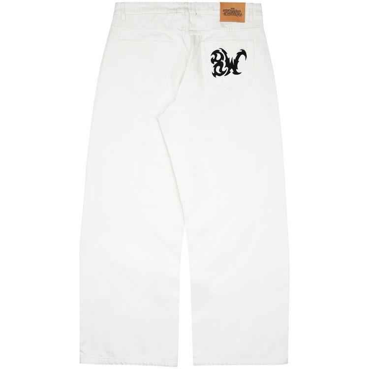 8W TRIBAL BAGGY JEANS WHITE