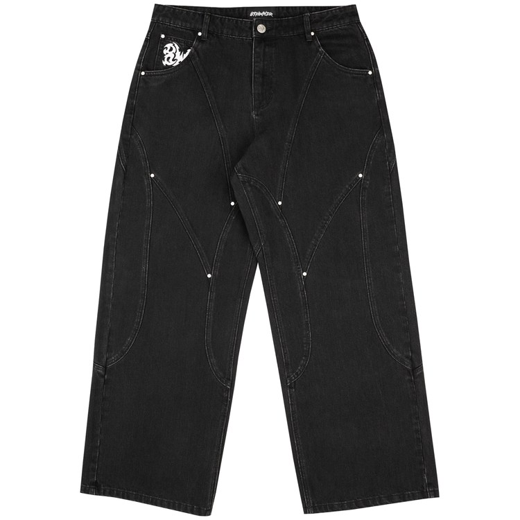 8W PANEL BAGGY JEANS BLACK