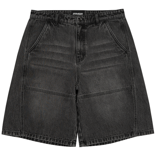8W PANEL BAGGY JORTS BLACK — white background front