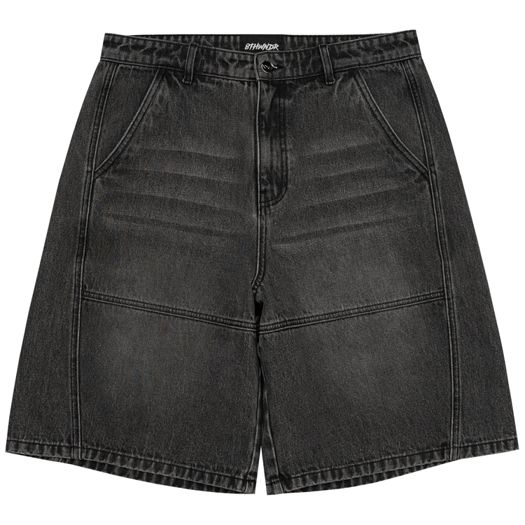 8W PANEL BAGGY JORTS BLACK — white background front