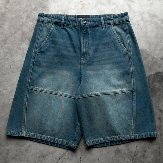8W PANEL BAGGY JORTS BLUE — concrete full front