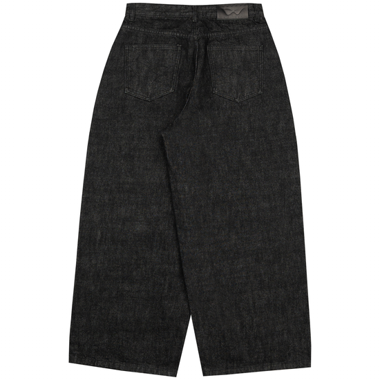 8W SELVEDGE BAGGY DENIM BLACK — white background back