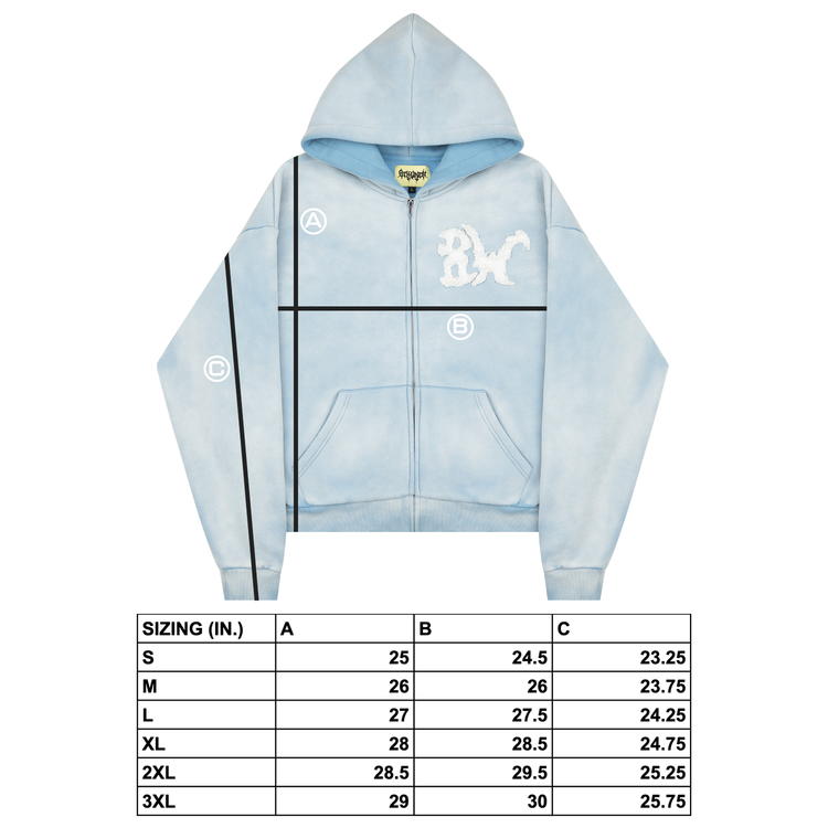 DISTRESSED 8W ZIP UP WASHED BLUE