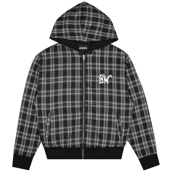 REVERSIBLE THERMAL PLAID ZIP UP BLACK V2