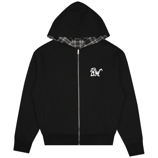 REVERSIBLE THERMAL PLAID ZIP UP BLACK V2