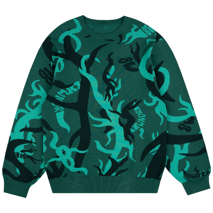 TRIBAL KNITTED SWEATER GREEN