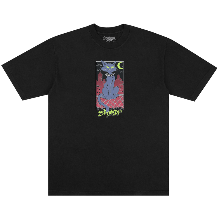 CAT TEE BLACK — white background front