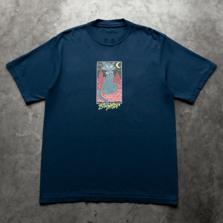 CAT TEE MIDNIGHT NAVY — concrete full front