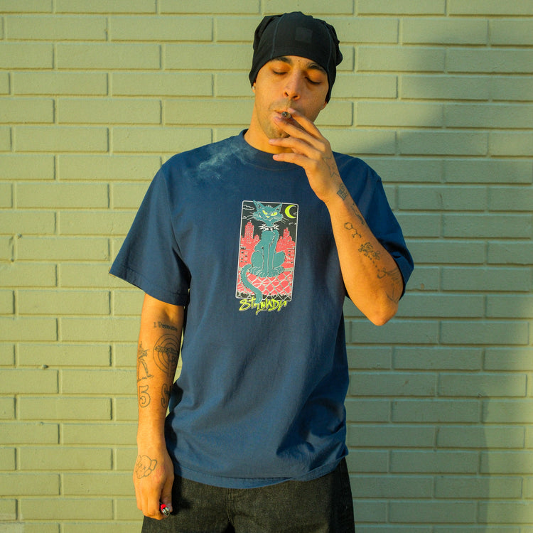 CAT TEE MIDNIGHT NAVY — lookbook front
