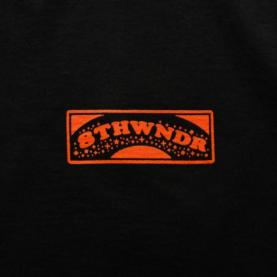 ONE WISH WONDER TEE BLACK — concrete front design close-up