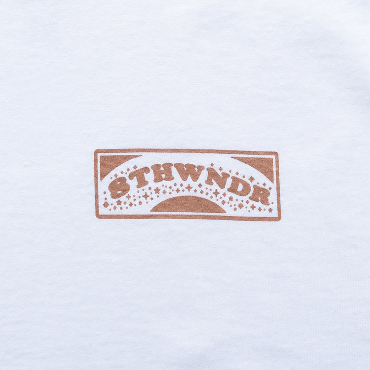 ONE WISH WONDER TEE WHITE — concrete front design close-up