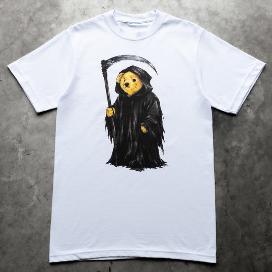 REAPER BEAR TEE WHITE — concrete full front