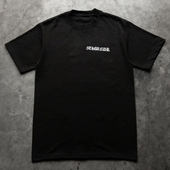 WEEPING ANGEL TEE BLACK — concrete full front