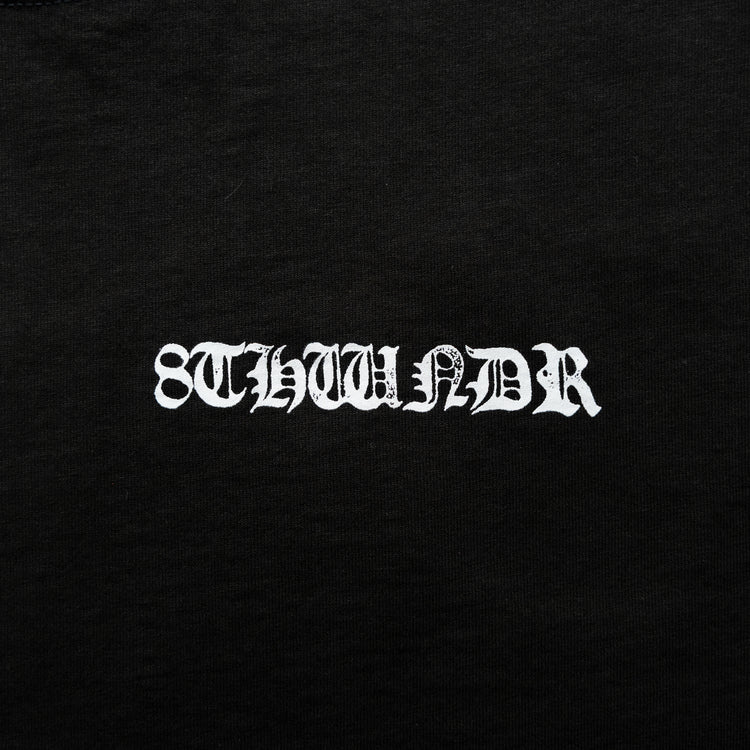 WEEPING ANGEL TEE BLACK — concrete front design close-up