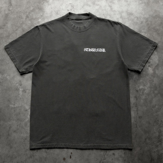 WEEPING ANGEL TEE VINTAGE BLACK — concrete full front