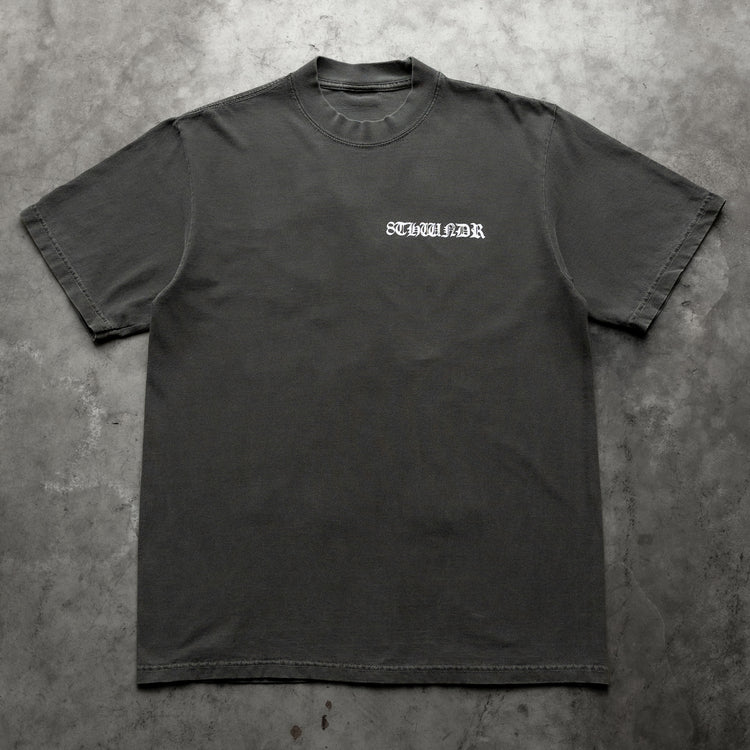 WEEPING ANGEL TEE VINTAGE BLACK — concrete full front